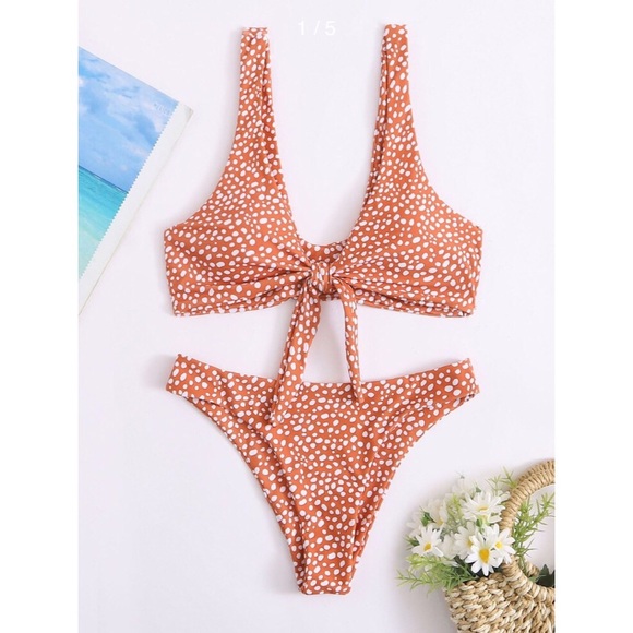 SHEIN Other - Shein Orange Dalmatian Print Bikini Set